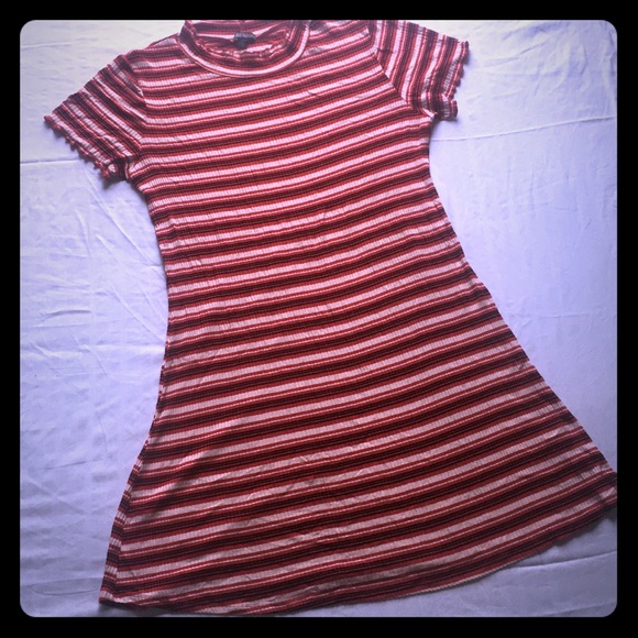 wild fable Dresses & Skirts - Red, black and cream striped shift dress.